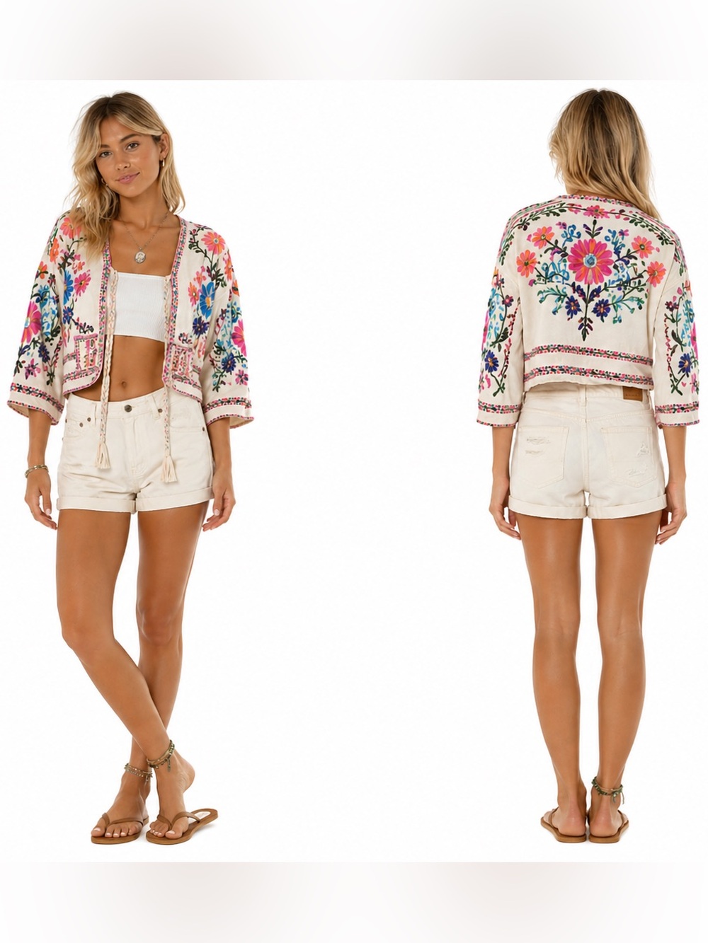 American Eagle White Mid Rise Distressed Cuff Denim Shorts Womens SZ 0 Coastal